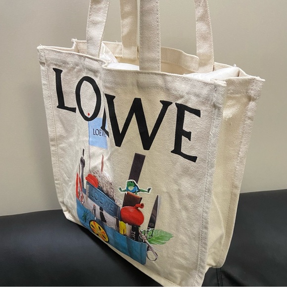 NWT Loewe Limited Edition Crafted World Exhibition Canvas Tote Bag Blue Prints - Picture 4 of 14
